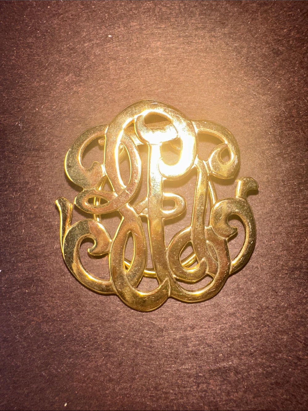 Vintage Gold-tone‎ Monogram Scarf Clip
